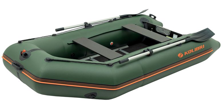 Kolibri KM-300D (Колибри КМ-300Д) зелёная моторная килевая надувная лодка + фанерный пайол