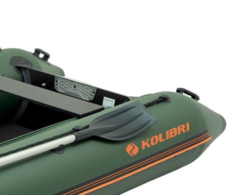 Kolibri KM-360D Профі (Колібрі КМ-360Д) зелений моторний кільовий надувний човен + алюмінієвий пайол