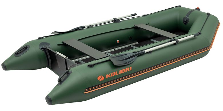 Kolibri KM-360D Профі (Колібрі КМ-360Д) зелений моторний кільовий надувний човен + алюмінієвий пайол