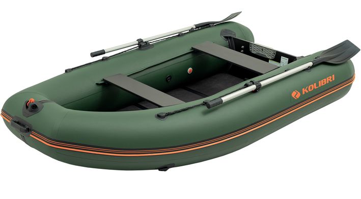 Kolibri KM-280DL (Колибри КМ-280ДЛ) зелёная моторная килевая надувная лодка + слань-книжка