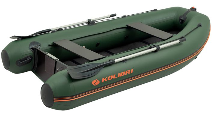 Kolibri KM-300DL (Колибри КМ-300ДЛ) зелёная моторная килевая надувная лодка + слань-книжка