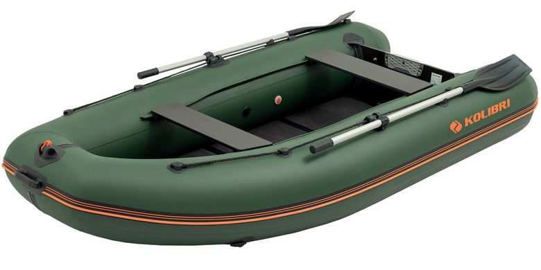 Kolibri KM-300DL (Колибри КМ-300ДЛ) зелёная моторная килевая надувная лодка + слань-книжка