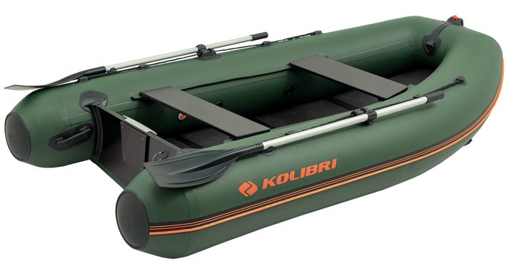 Kolibri KM-280DL (Колибри КМ-280ДЛ) зелёная моторная килевая надувная лодка + Air-Deck