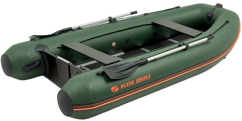 Kolibri KM-360DSL (Колибри КМ-360ДСЛ) зелёная моторная килевая надувная лодка + алюминиевый пайол