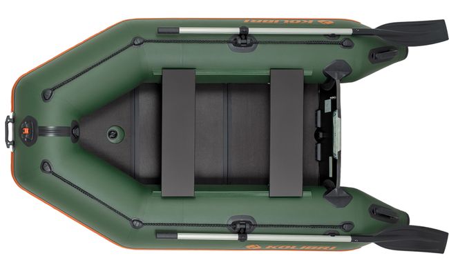 Kolibri KM-245D (Колібрі КМ-245Д) зелений моторний кільовий надувний човен + слань-книжка