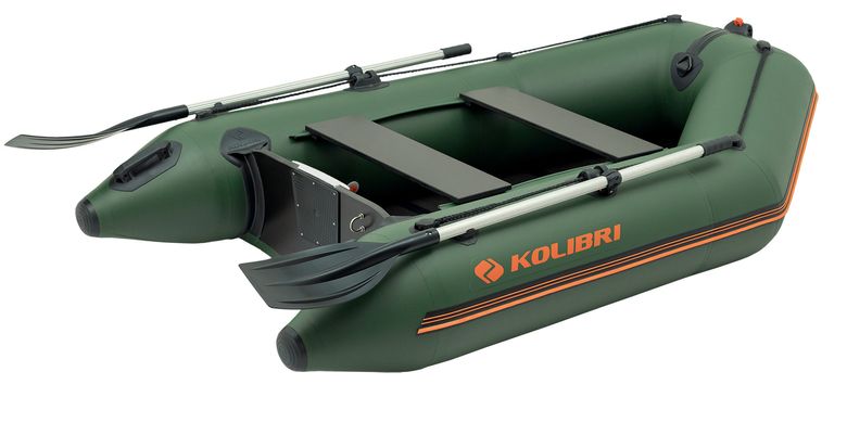 Kolibri KM-245D (Колибри КМ-245Д) зелёная моторная килевая надувная лодка + слань-книжка