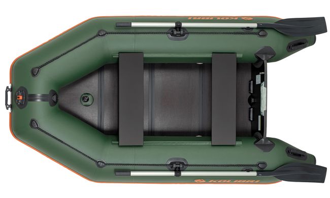 Kolibri KM-260D (Колибри КМ-260Д) зелёная моторная килевая надувная лодка + слань-книжка