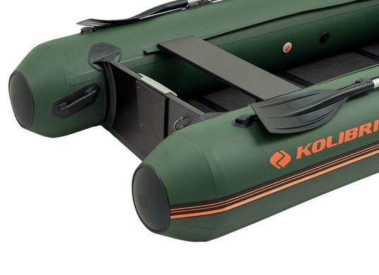 Kolibri KM-330DL (Колибри КМ-330ДЛ) зелёная моторная килевая надувная лодка + Air-Deck