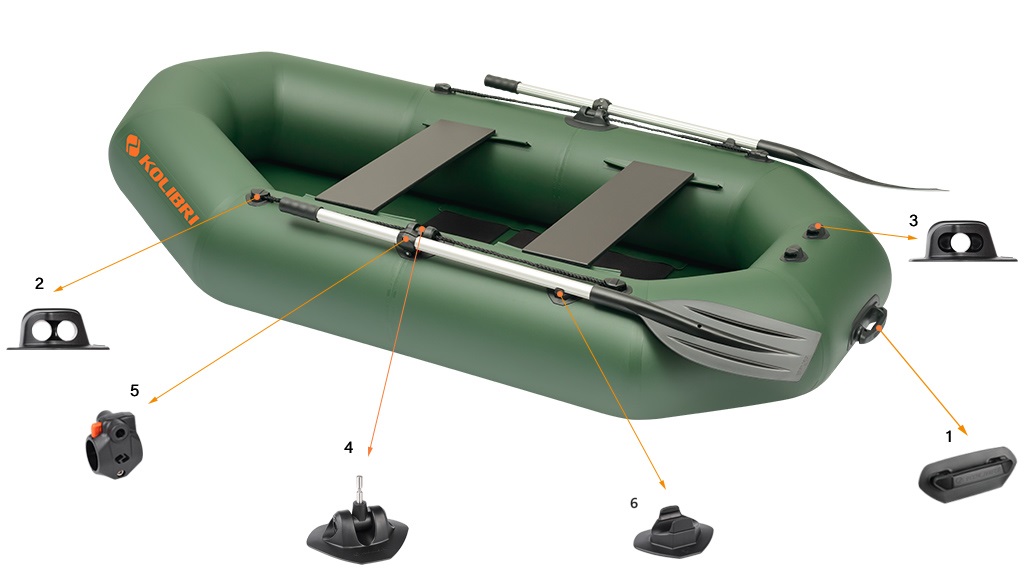 Фурнітура надувного човна Kolibri K-250T із серії Профі
