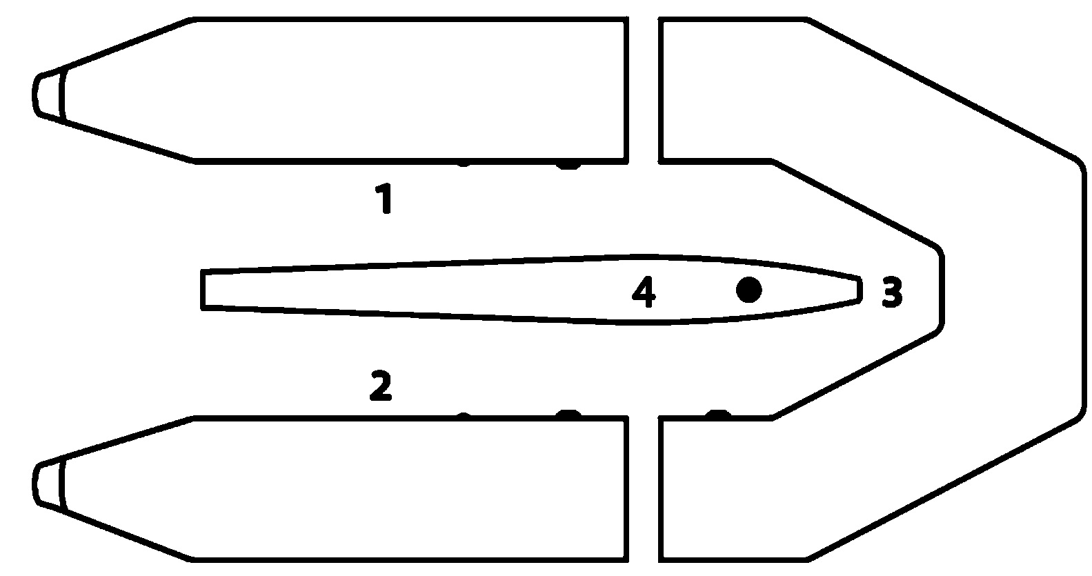 Схема відсіків човна Колібрі KM330D Профі