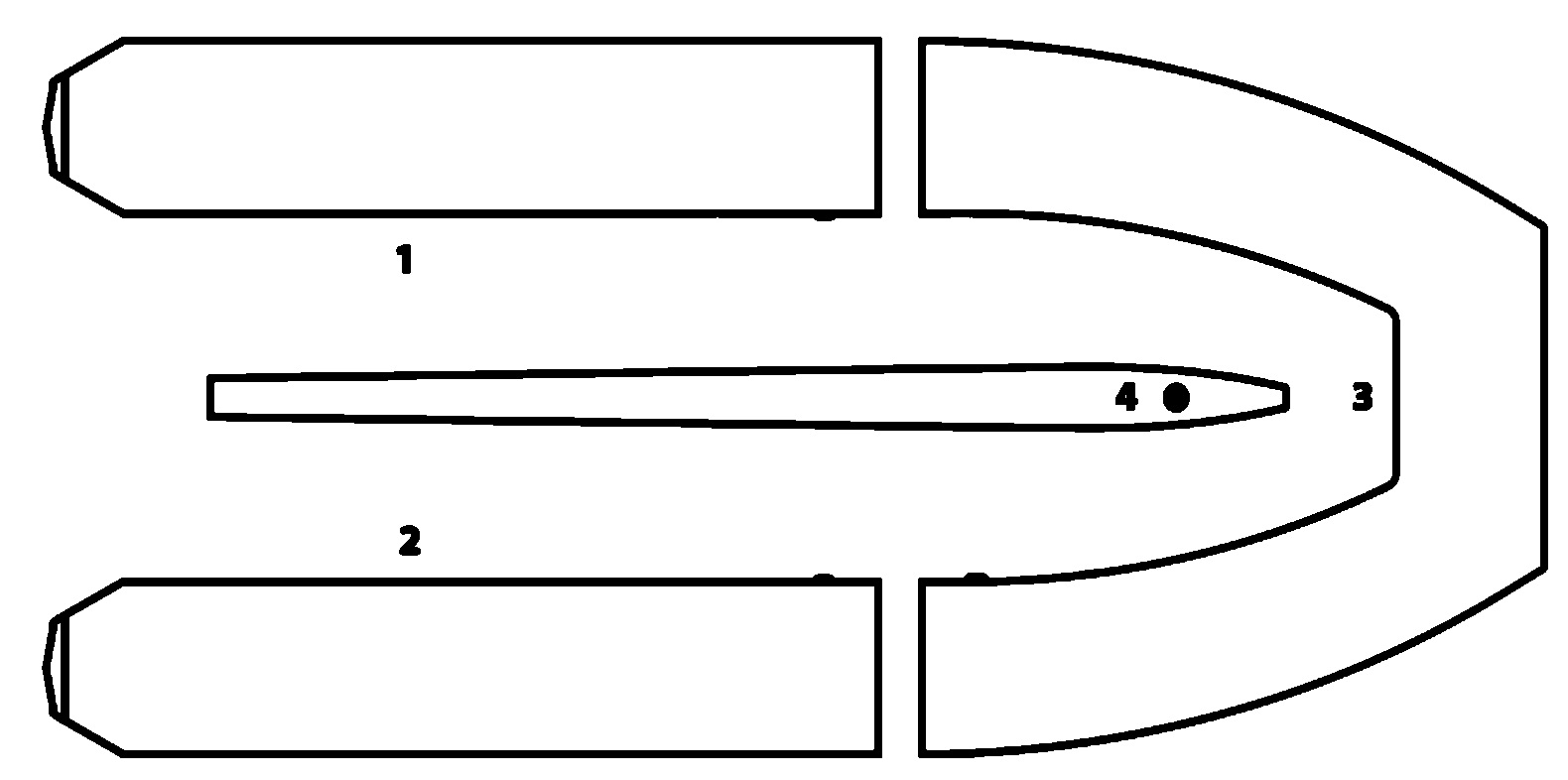 Схема відсіків човна Колібрі KM-360DSL серії Sea Line