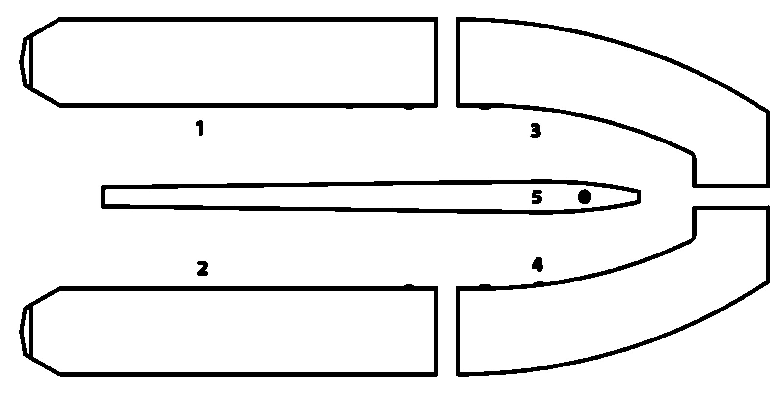 Схема відсіків човна Колібрі KM-450DSL серії Sea Line